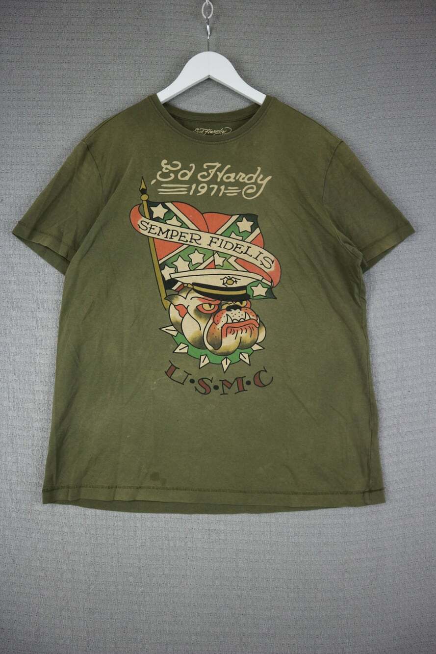 Ed Hardy USMC Graphic Tee Mens Large Y2K